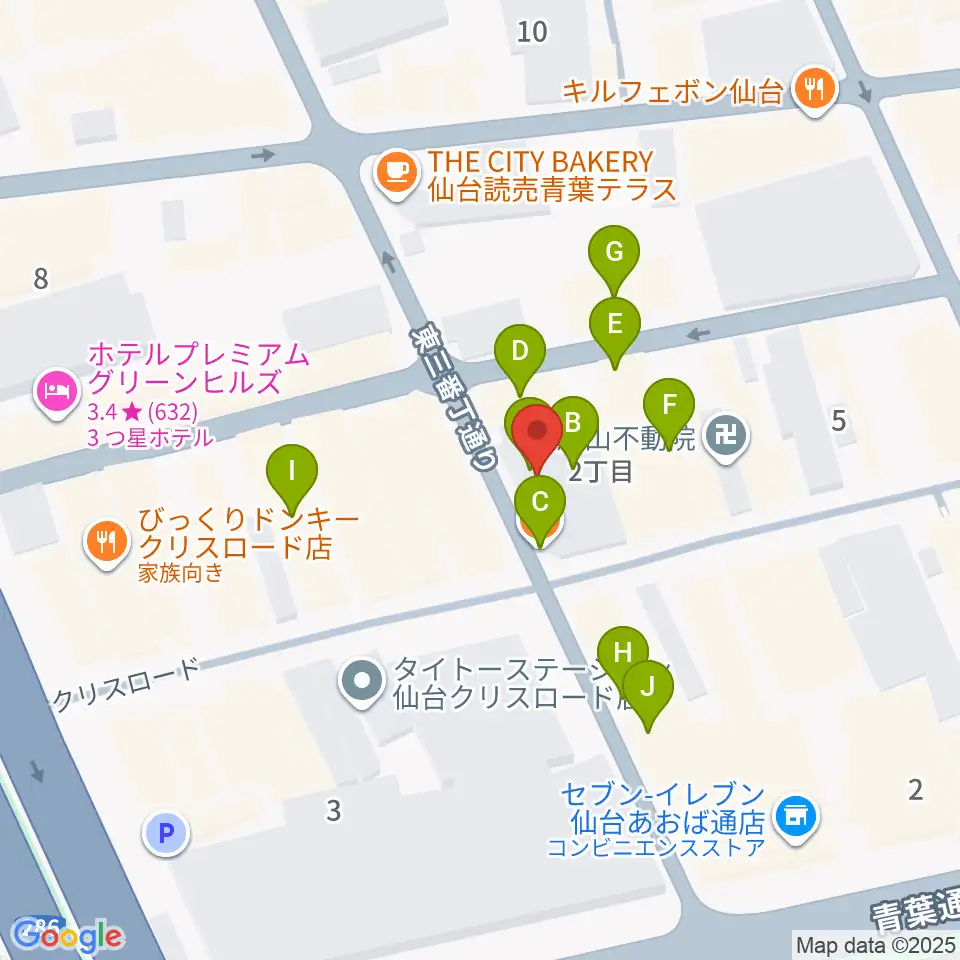 誰も知らない劇場周辺のファミレス・ファーストフード一覧地図