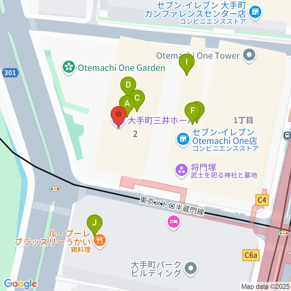 大手町三井ホール周辺のファミレス・ファーストフード一覧地図