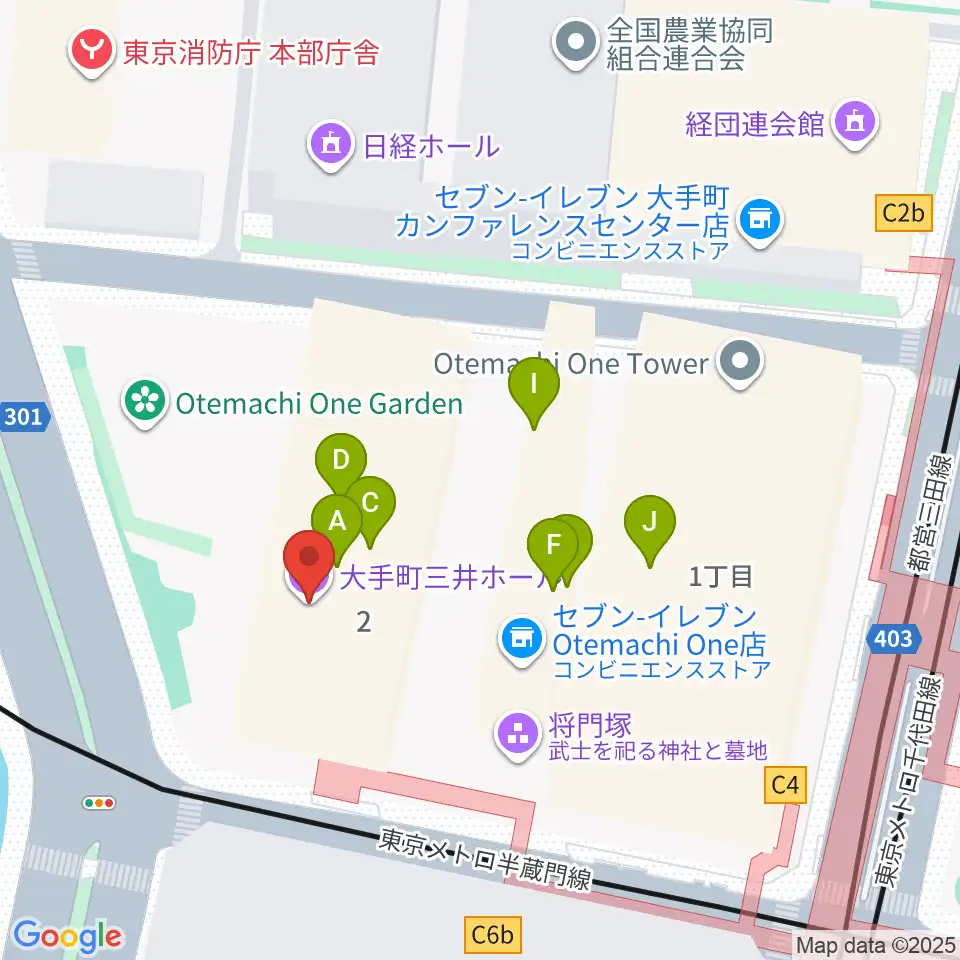 大手町三井ホール周辺のファミレス・ファーストフード一覧地図