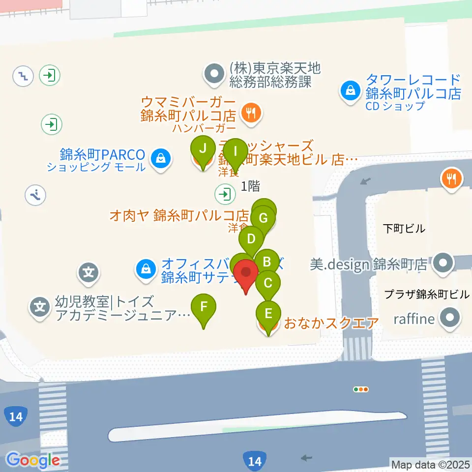 島村楽器 錦糸町パルコ店周辺のファミレス・ファーストフード一覧地図