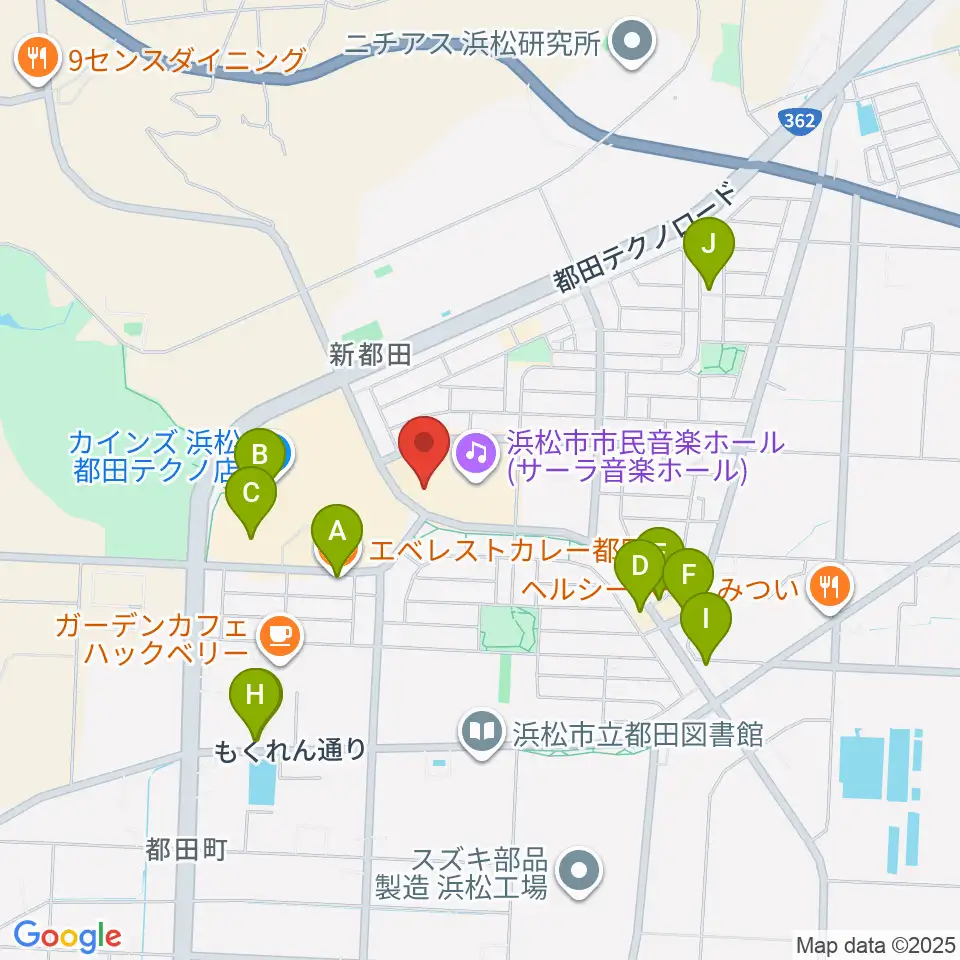 サーラ音楽ホール周辺のファミレス・ファーストフード一覧地図
