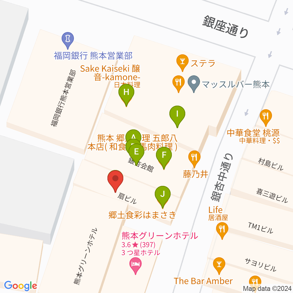熊本FACTOR周辺のファミレス・ファーストフード一覧地図