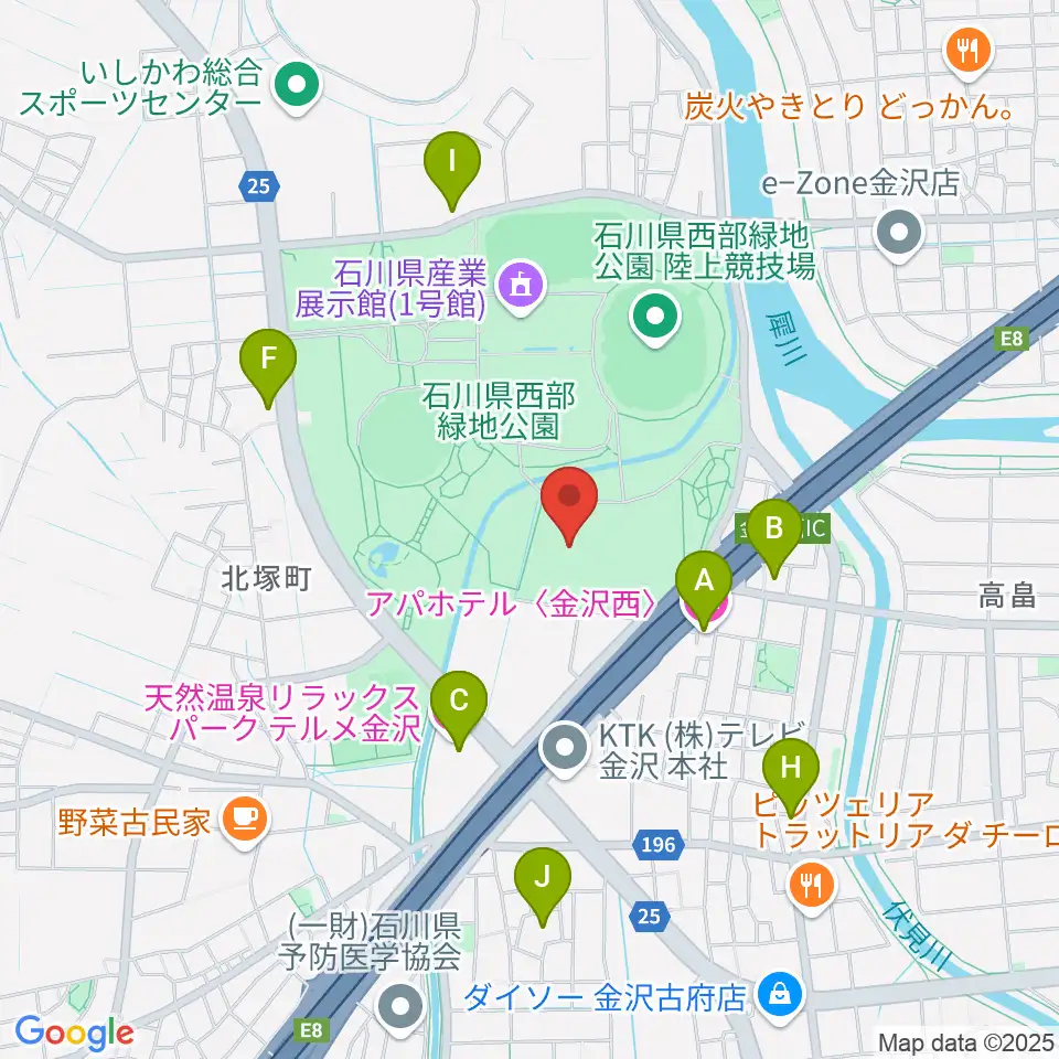 石川県産業展示館4号館周辺のファミレス・ファーストフード一覧地図