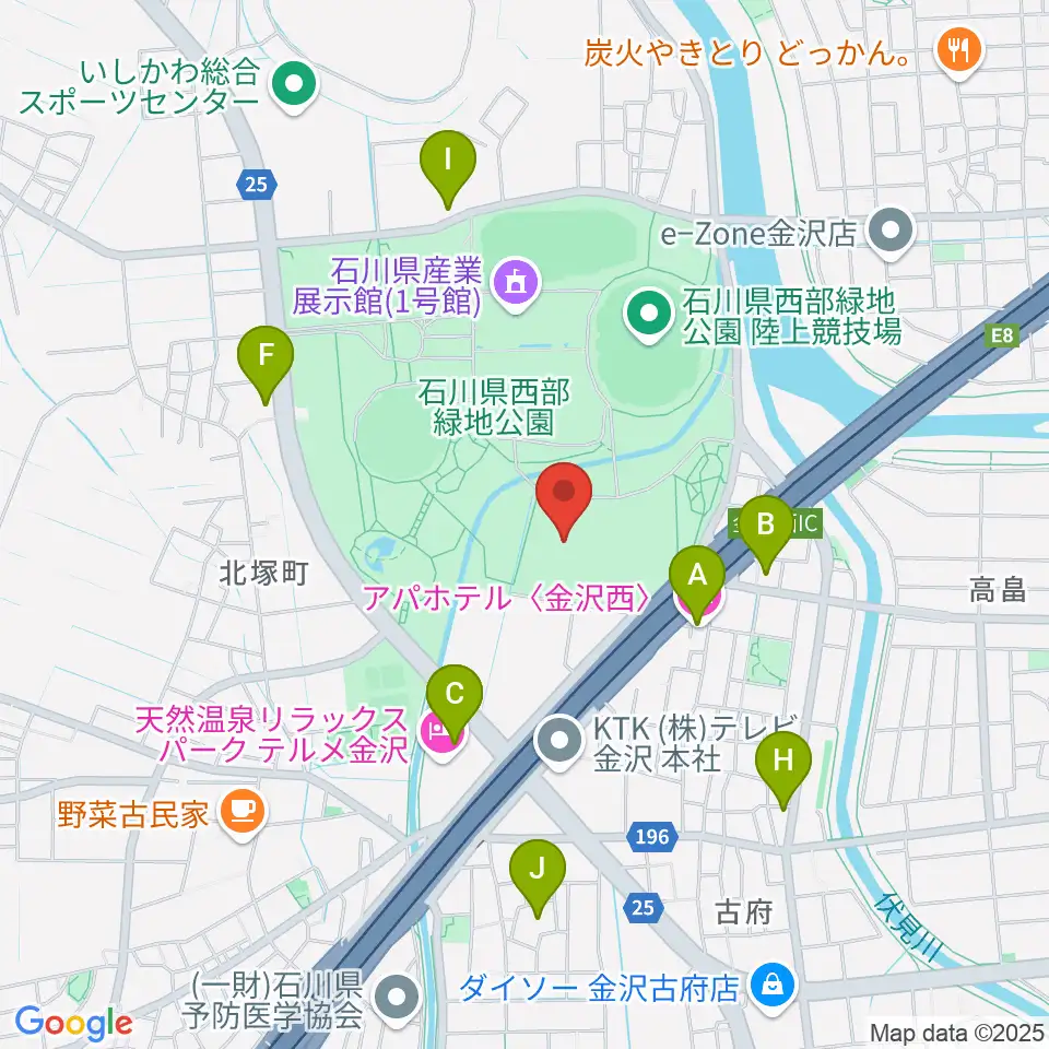 石川県産業展示館4号館周辺のファミレス・ファーストフード一覧地図