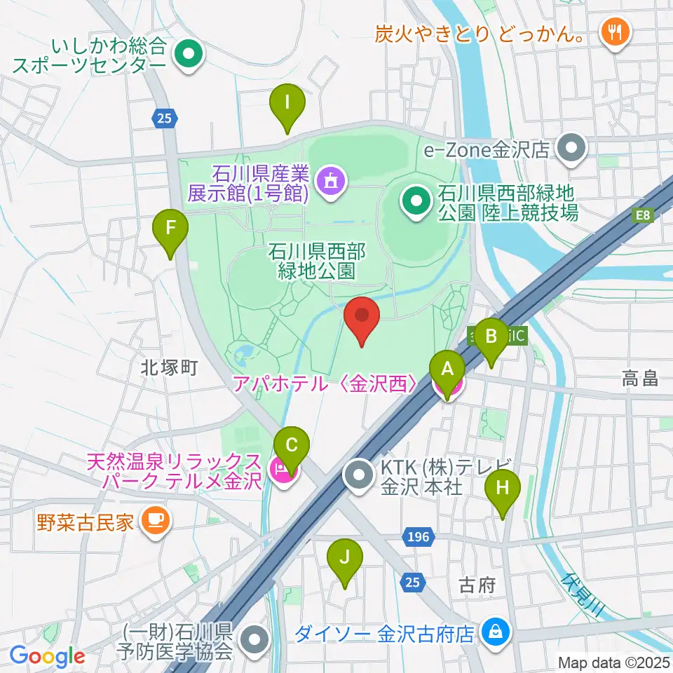 石川県産業展示館4号館周辺のファミレス・ファーストフード一覧地図