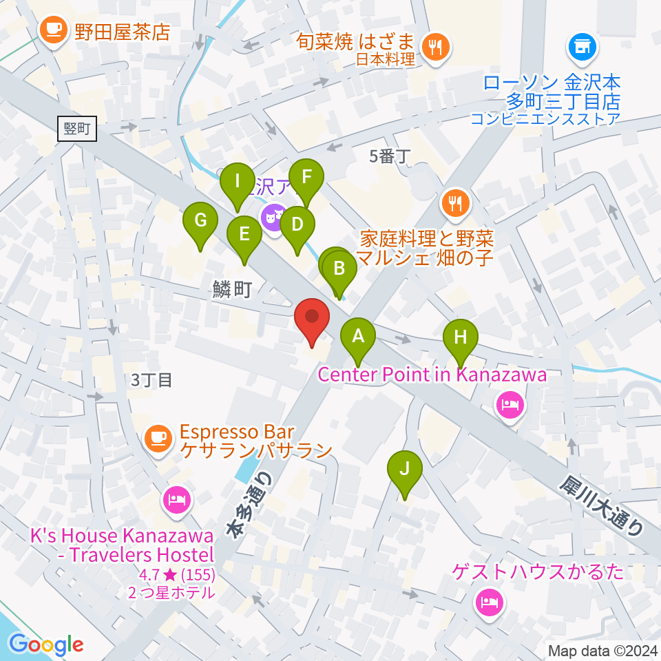 エスタシオレコーズ周辺のファミレス・ファーストフード一覧地図