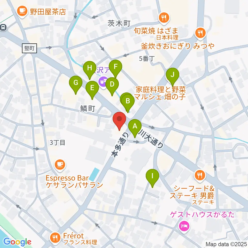 エスタシオレコーズ周辺のファミレス・ファーストフード一覧地図