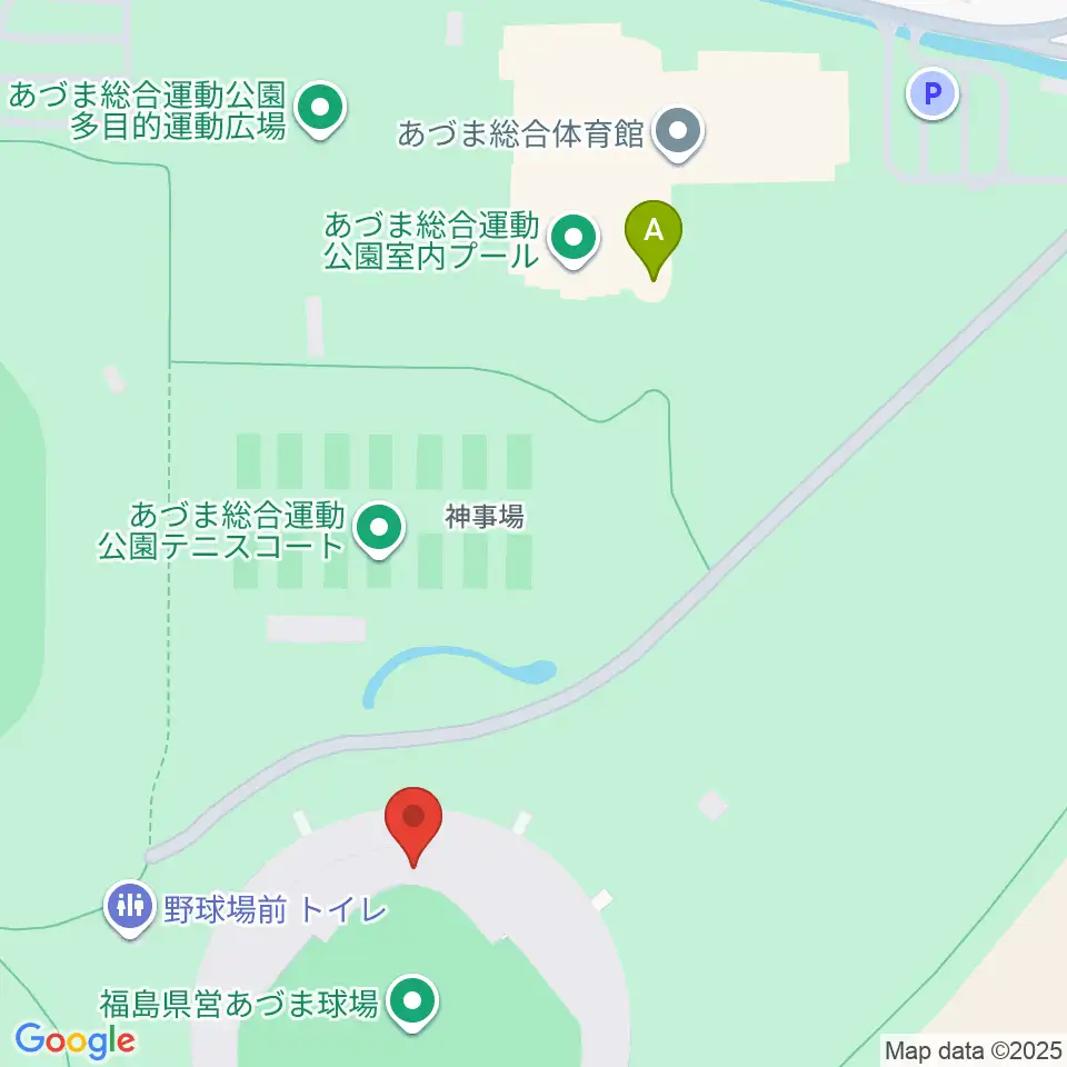 福島県営あづま球場周辺のファミレス・ファーストフード一覧地図