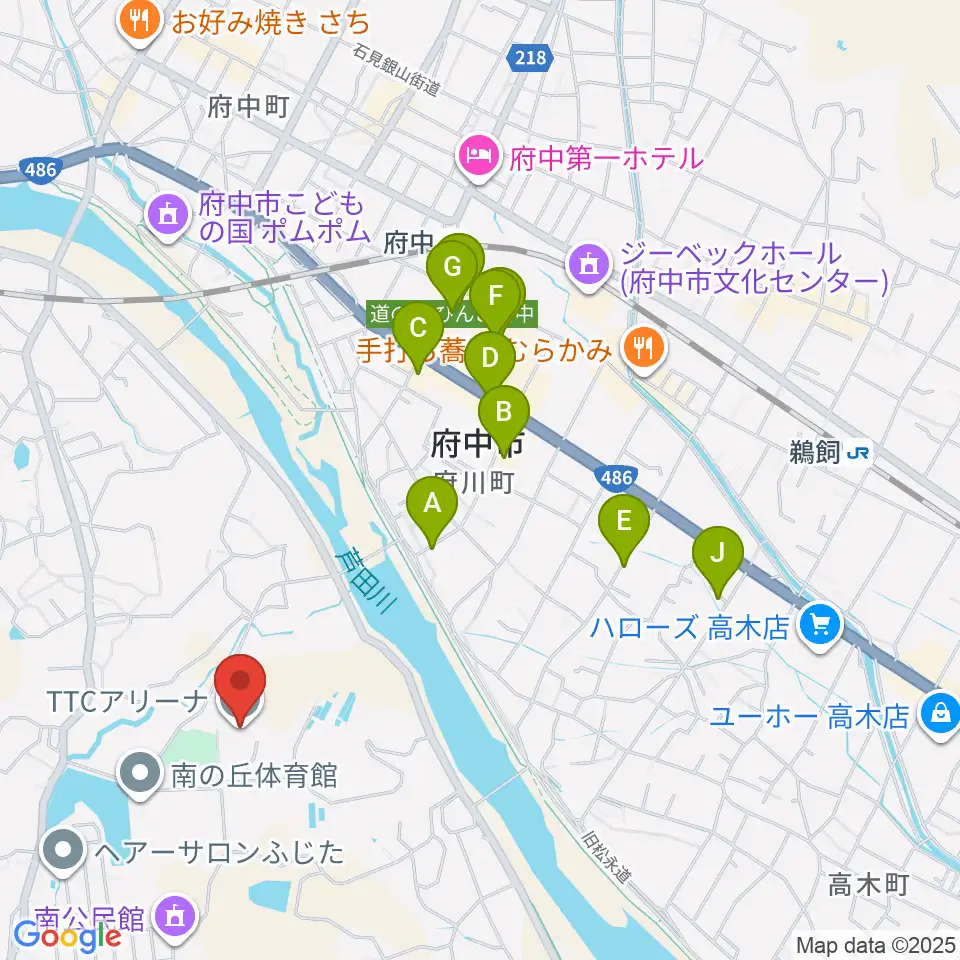 TTCアリーナ周辺のファミレス・ファーストフード一覧地図