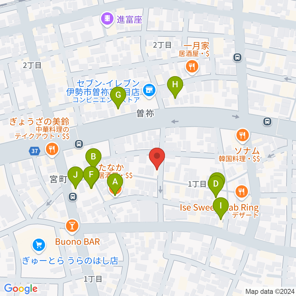 伊勢BARRET周辺のファミレス・ファーストフード一覧地図