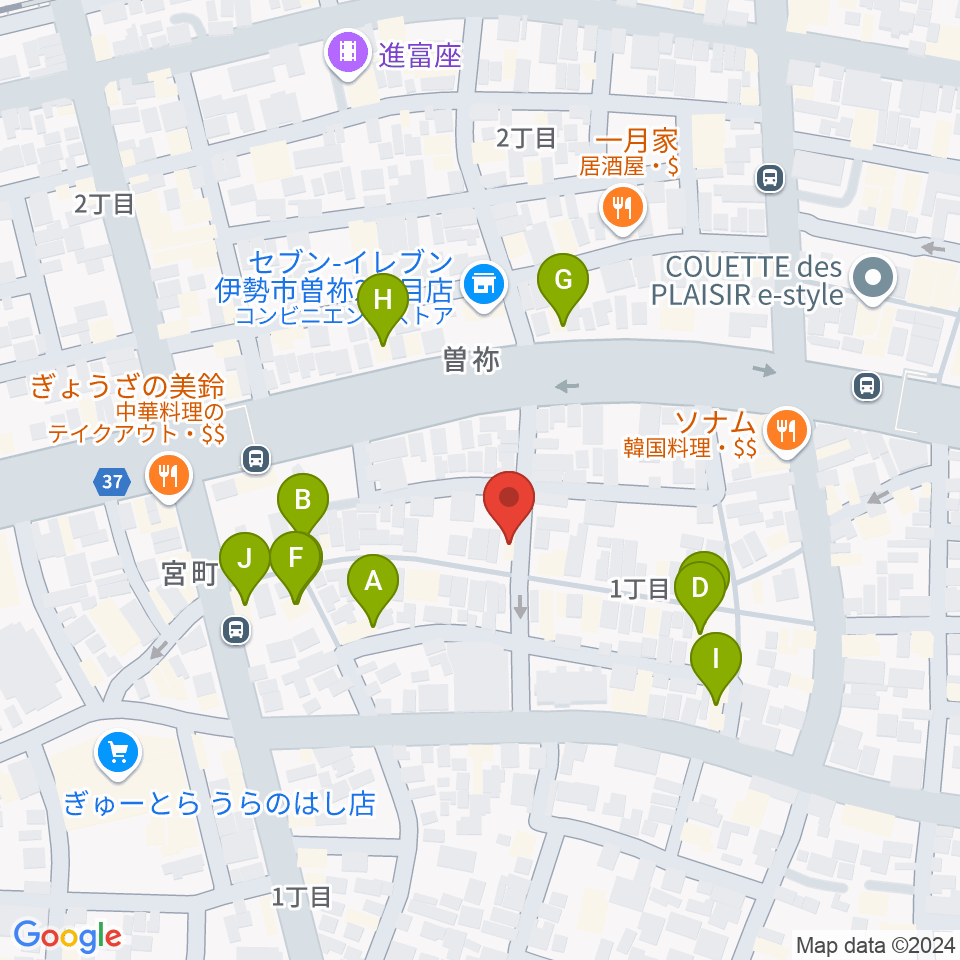 伊勢BARRET周辺のファミレス・ファーストフード一覧地図