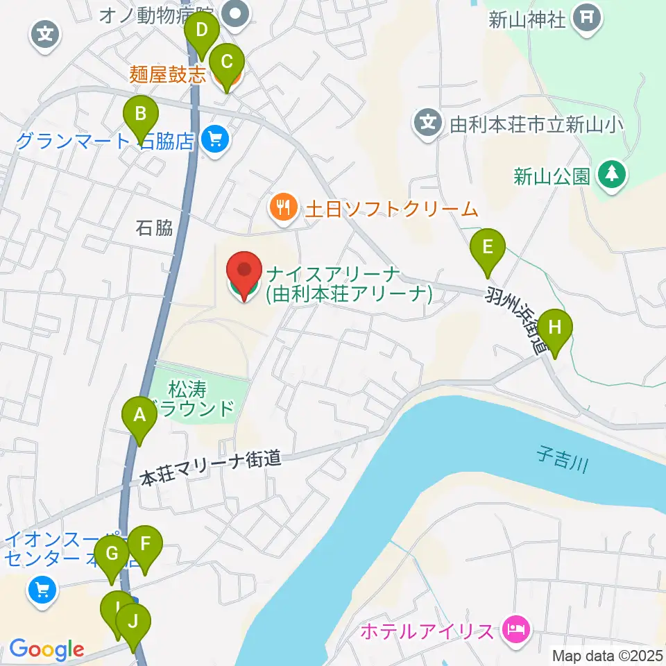 ナイスアリーナ周辺のファミレス・ファーストフード一覧地図