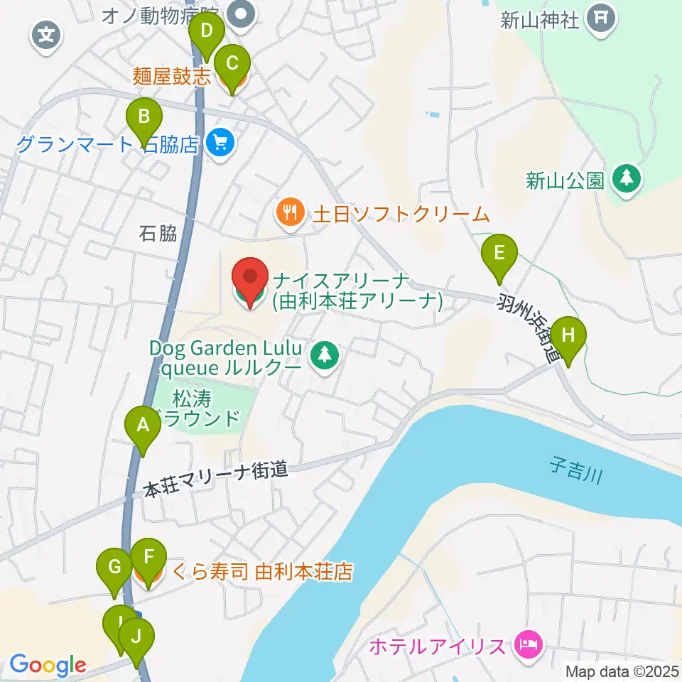 ナイスアリーナ周辺のファミレス・ファーストフード一覧地図
