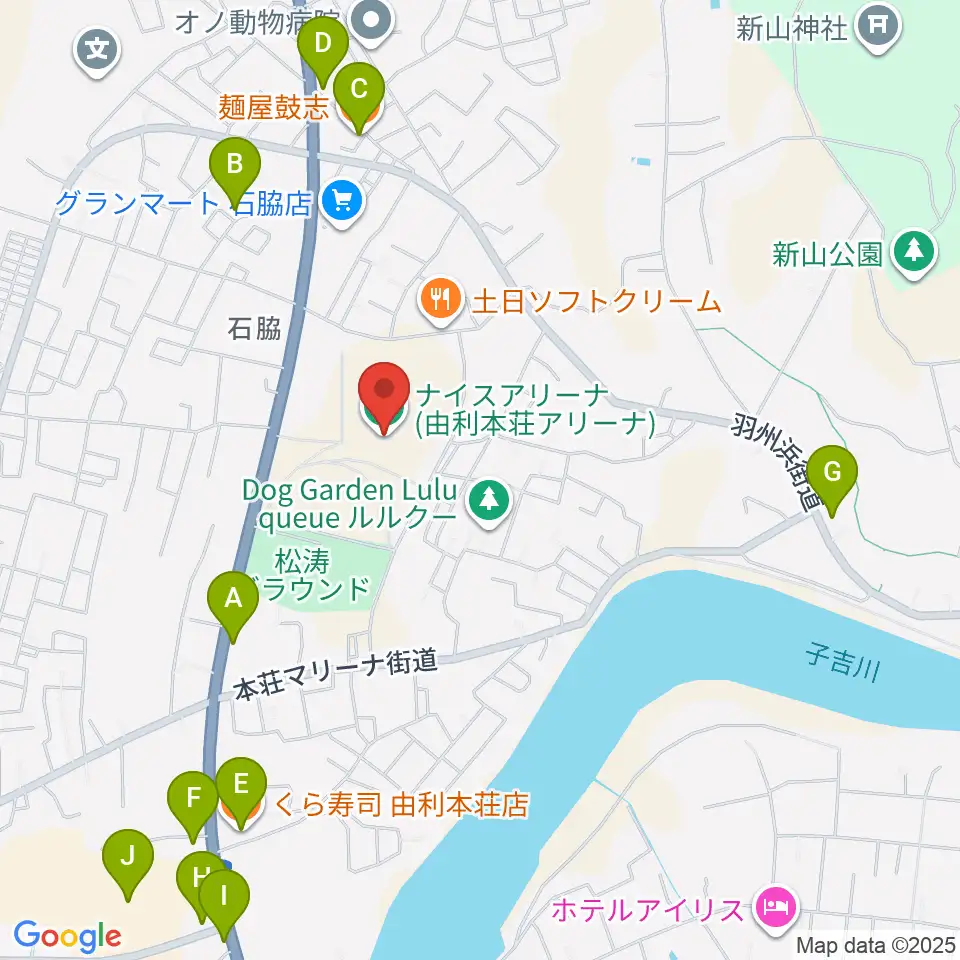 ナイスアリーナ周辺のファミレス・ファーストフード一覧地図