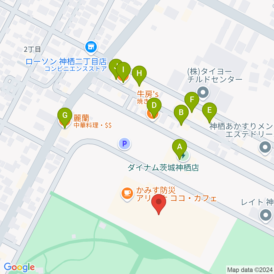 かみす防災アリーナ周辺のファミレス・ファーストフード一覧地図