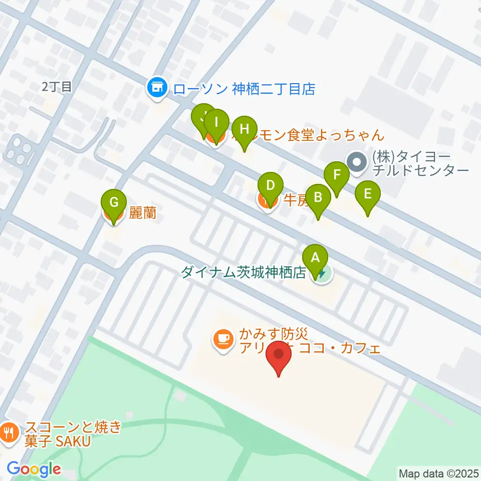 かみす防災アリーナ周辺のファミレス・ファーストフード一覧地図