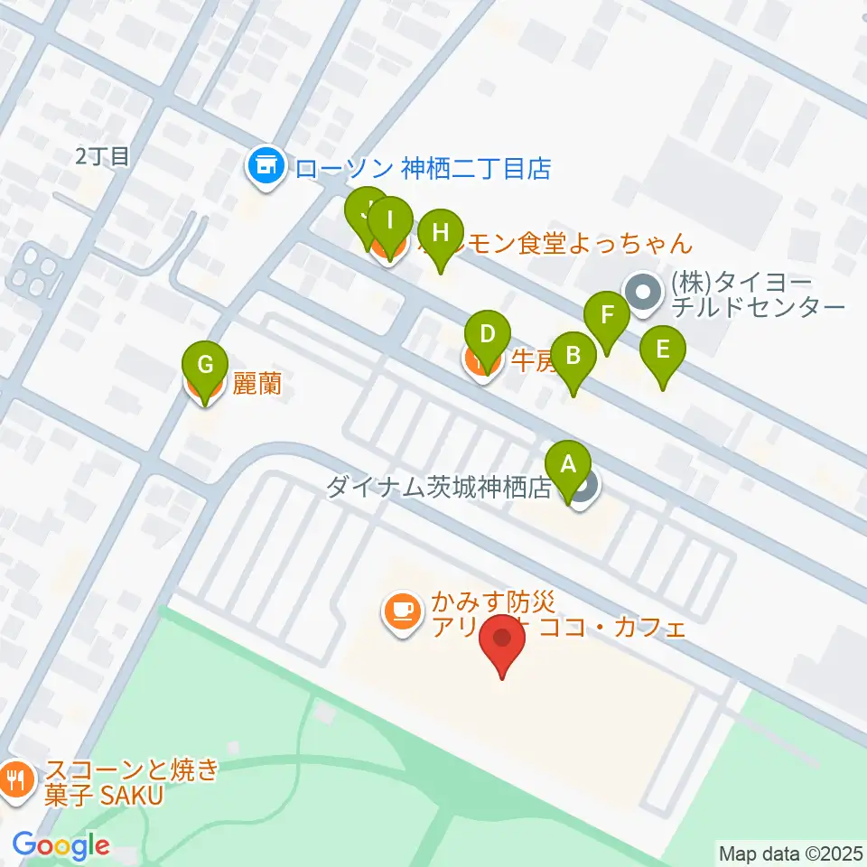 かみす防災アリーナ周辺のファミレス・ファーストフード一覧地図
