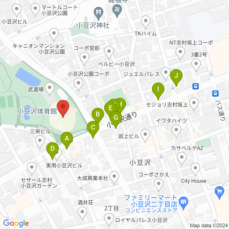 小豆沢体育館周辺のファミレス・ファーストフード一覧地図