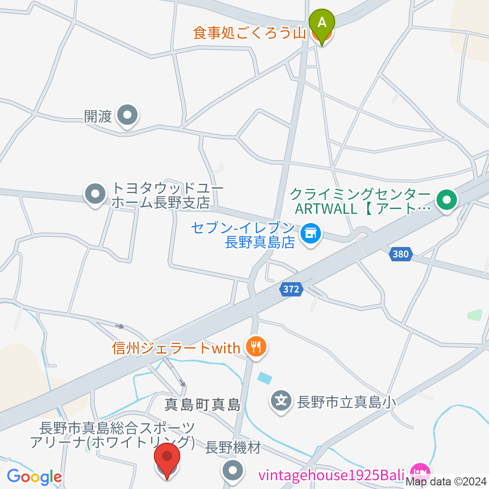 ホワイトリング周辺のファミレス・ファーストフード一覧地図