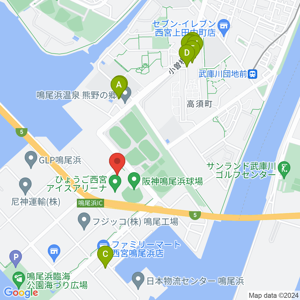 ライフパートナーアリーナ周辺のファミレス・ファーストフード一覧地図