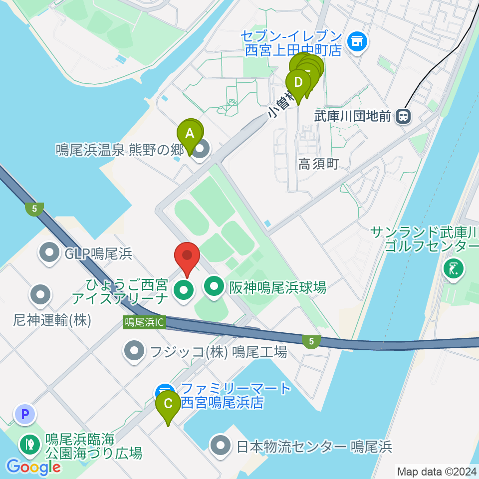 ライフパートナーアリーナ周辺のファミレス・ファーストフード一覧地図