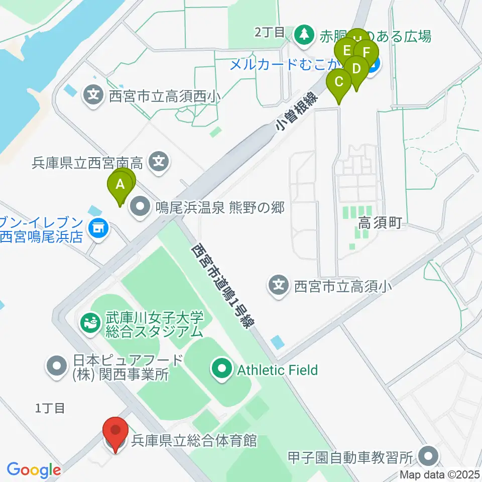 ライフパートナーアリーナ周辺のファミレス・ファーストフード一覧地図