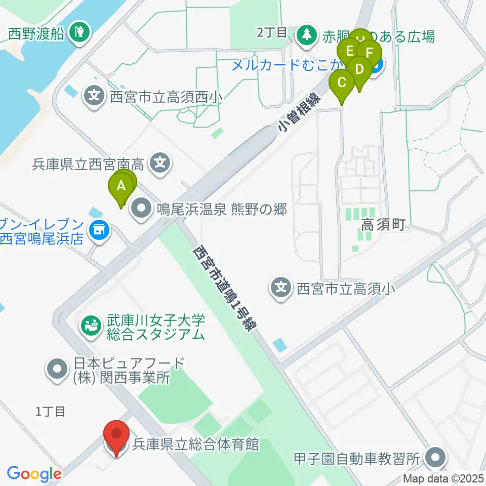 ライフパートナーアリーナ周辺のファミレス・ファーストフード一覧地図
