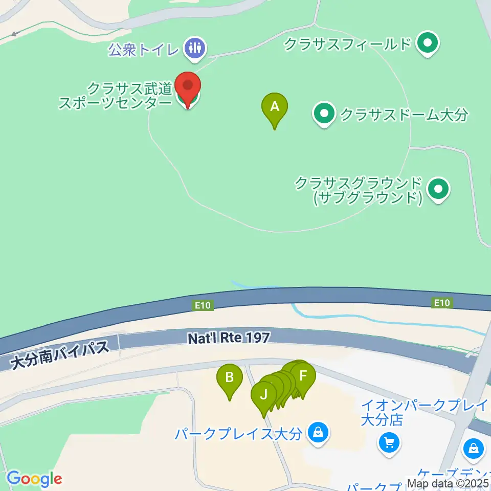 クラサス武道スポーツセンター周辺のファミレス・ファーストフード一覧地図