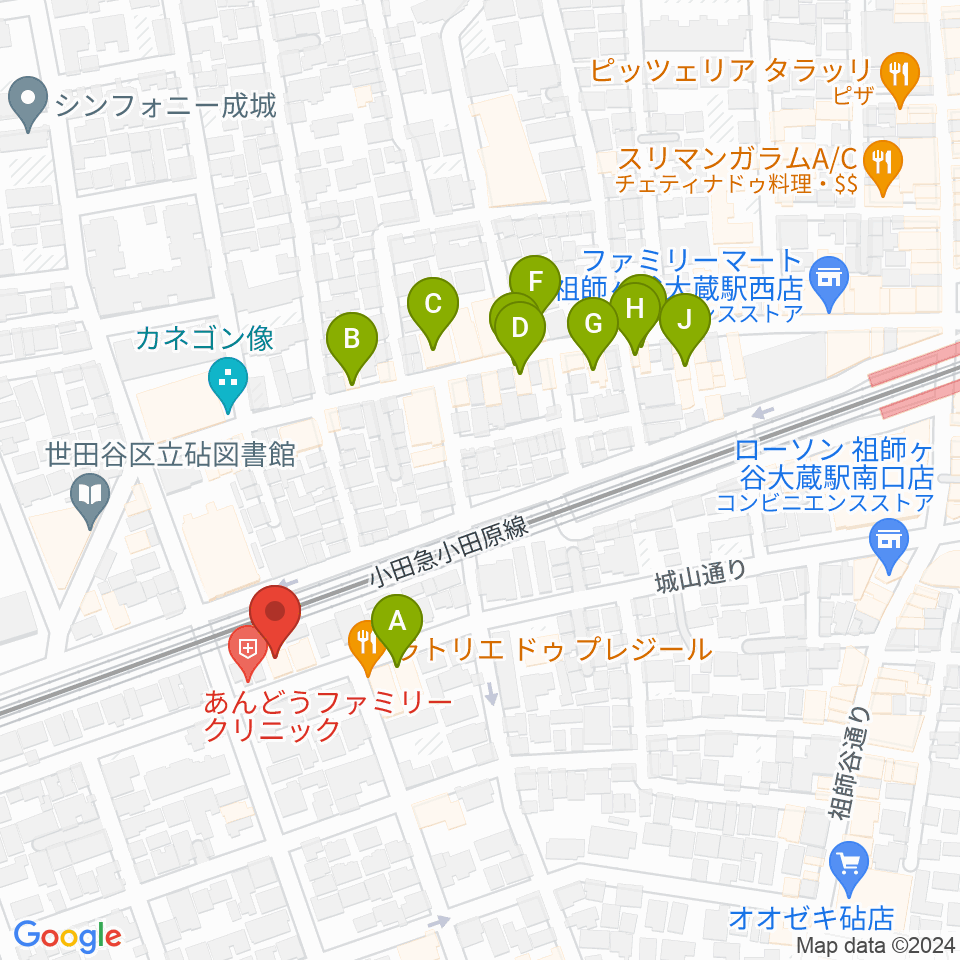 アブリールスタジオ周辺のファミレス・ファーストフード一覧地図