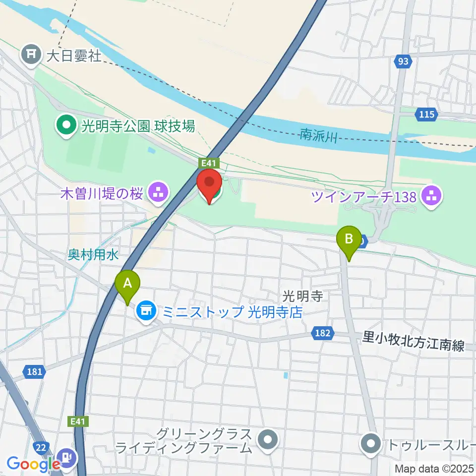 一宮市総合体育館 いちい信金アリーナ周辺のファミレス・ファーストフード一覧地図