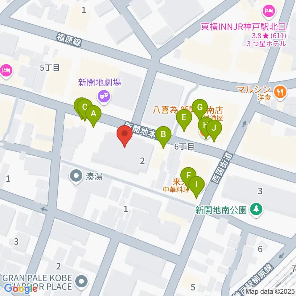 Cinema KOBE周辺のファミレス・ファーストフード一覧地図