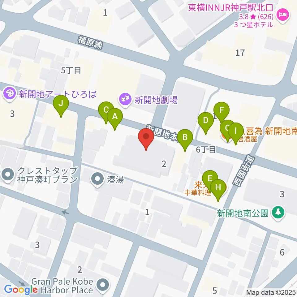 Cinema KOBE周辺のファミレス・ファーストフード一覧地図