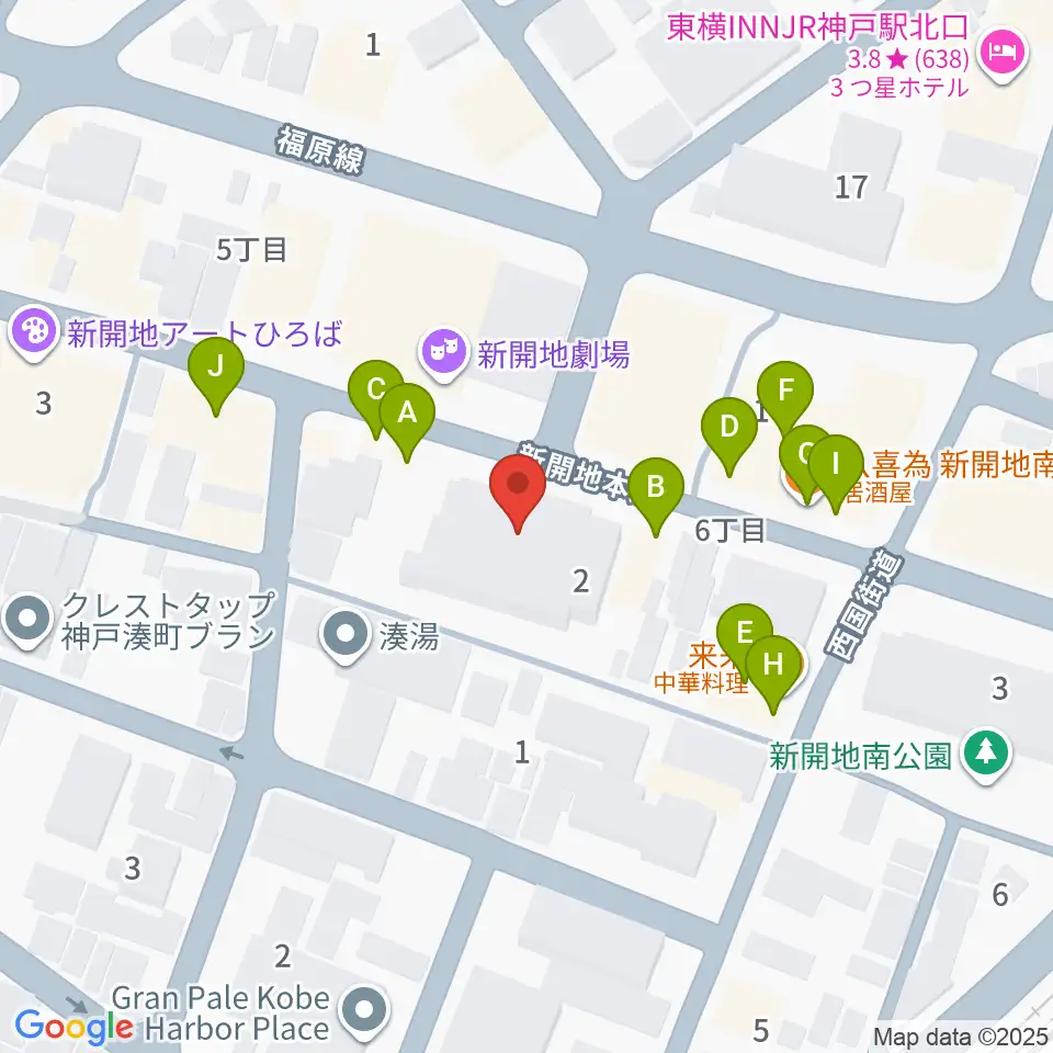 Cinema KOBE周辺のファミレス・ファーストフード一覧地図