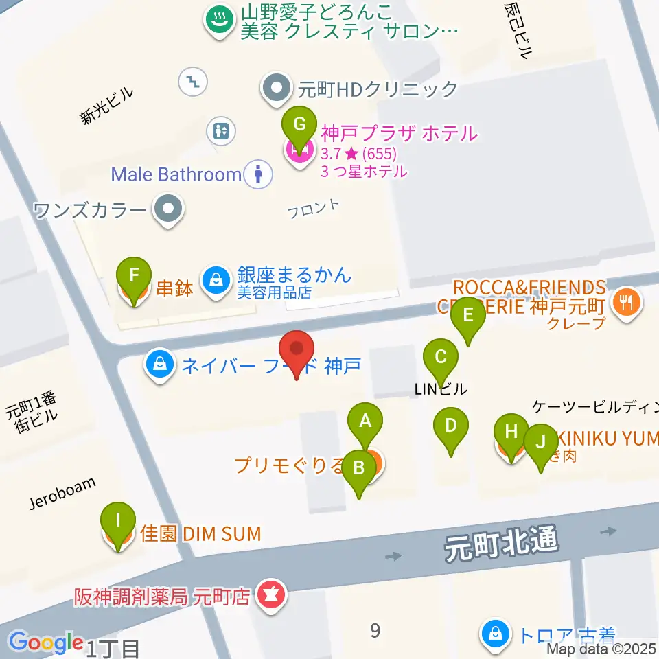 汎芽舎周辺のファミレス・ファーストフード一覧地図