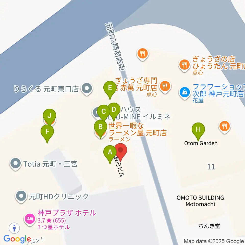 りずむぼっくす神戸元町店周辺のファミレス・ファーストフード一覧地図