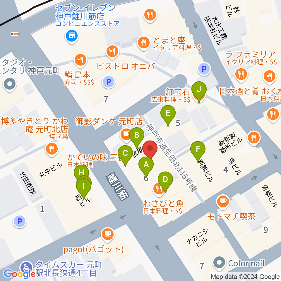 Strada Records周辺のファミレス・ファーストフード一覧地図