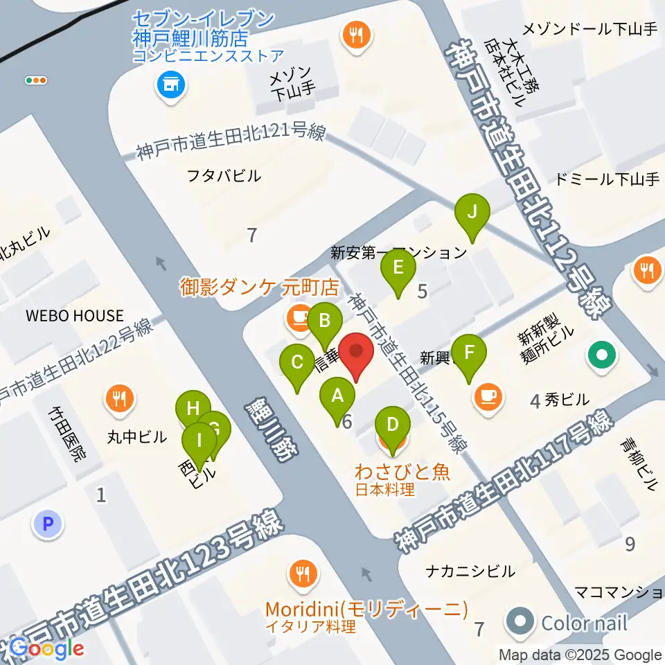 Strada Records周辺のファミレス・ファーストフード一覧地図