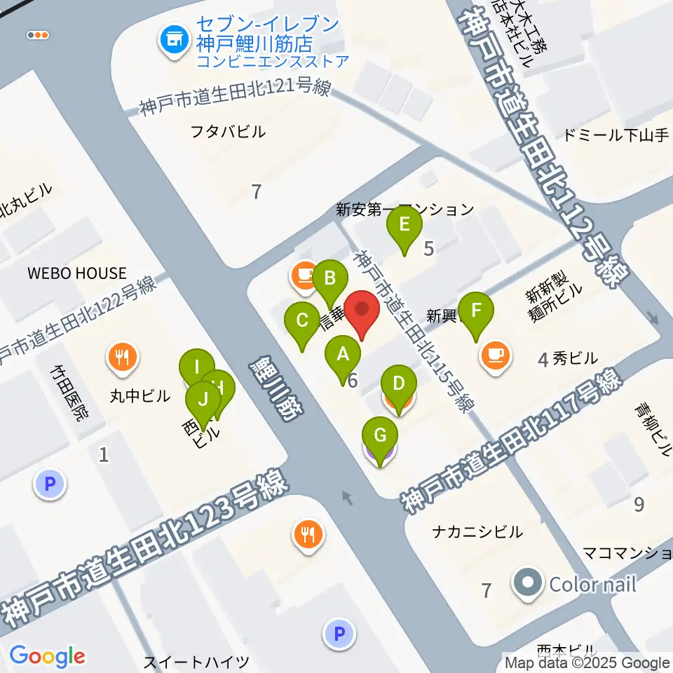 Strada Records周辺のファミレス・ファーストフード一覧地図