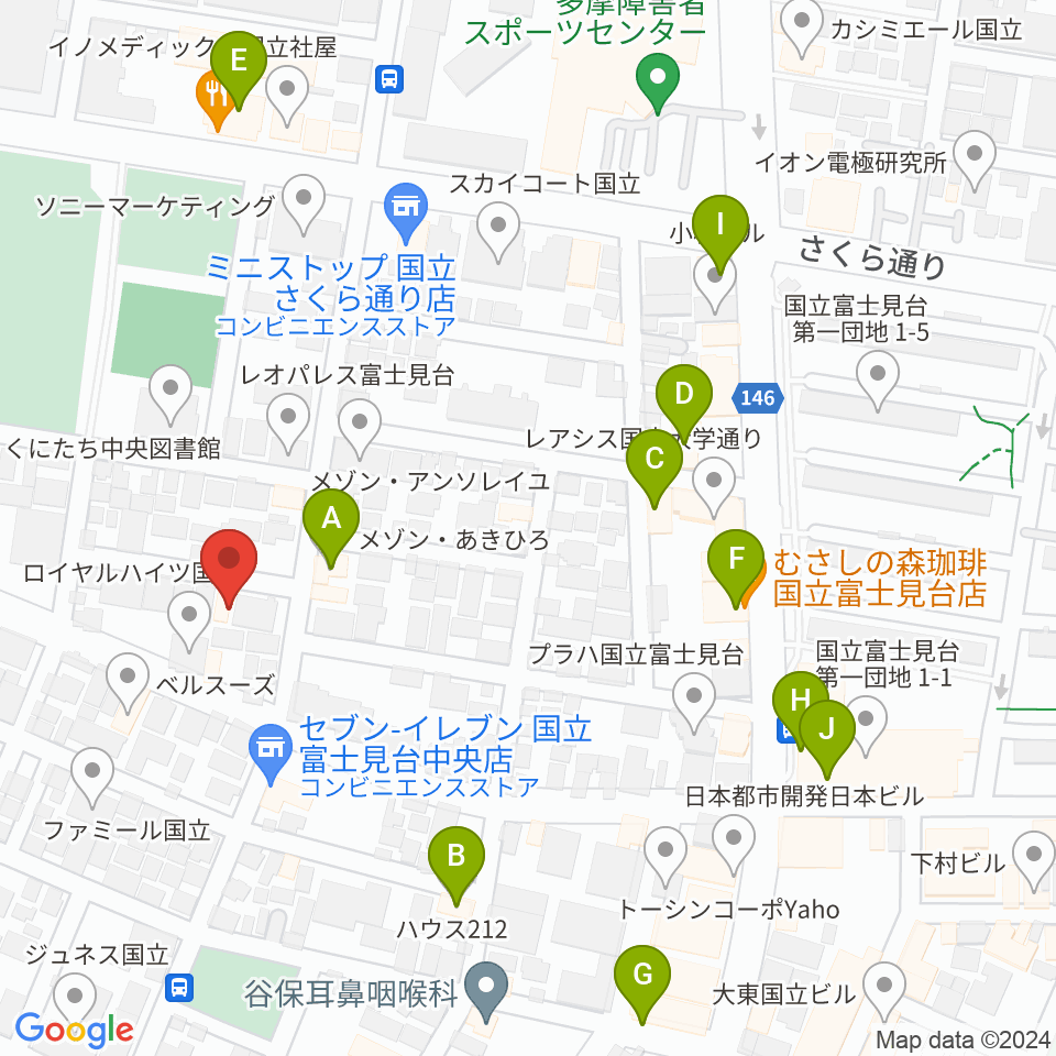 スタジオ・レニー周辺のファミレス・ファーストフード一覧地図