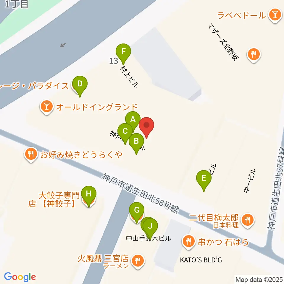 nagomibar周辺のファミレス・ファーストフード一覧地図
