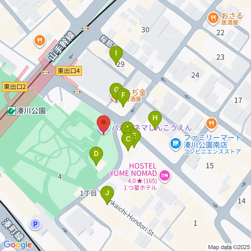 パルシネマしんこうえん周辺のファミレス・ファーストフード一覧地図