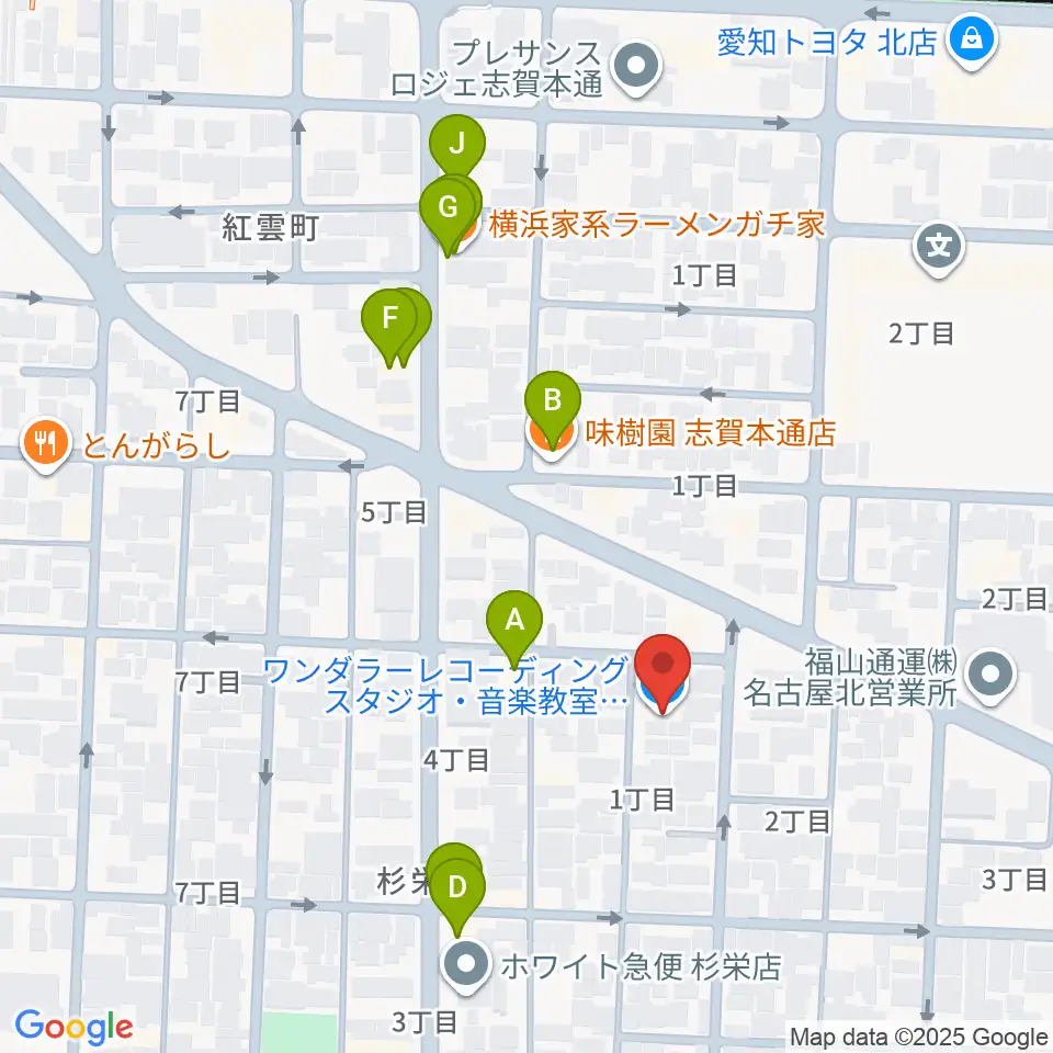 Wanderer Studio周辺のファミレス・ファーストフード一覧地図