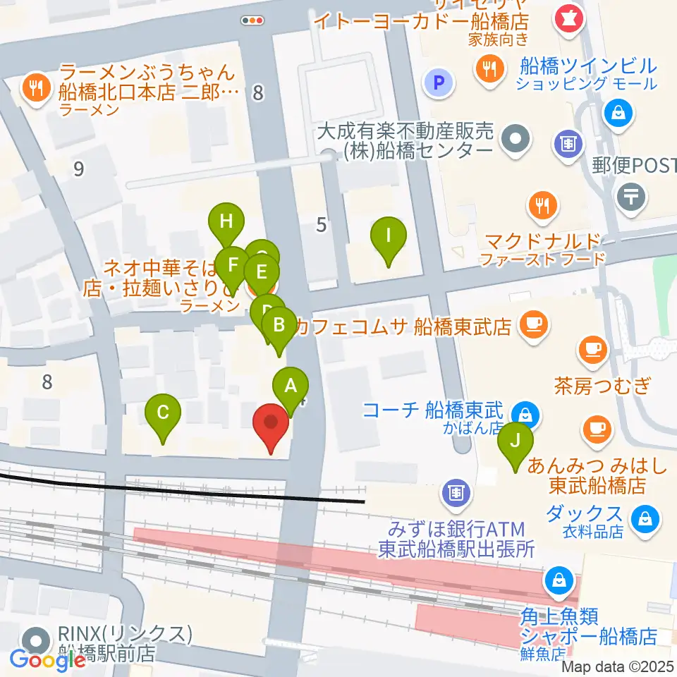 MUSIC PORTE周辺のファミレス・ファーストフード一覧地図
