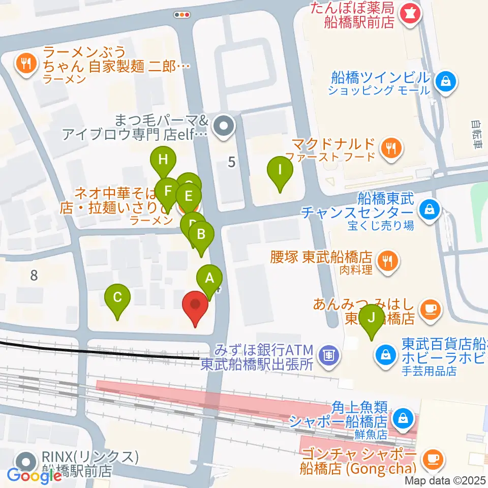 MUSIC PORTE周辺のファミレス・ファーストフード一覧地図