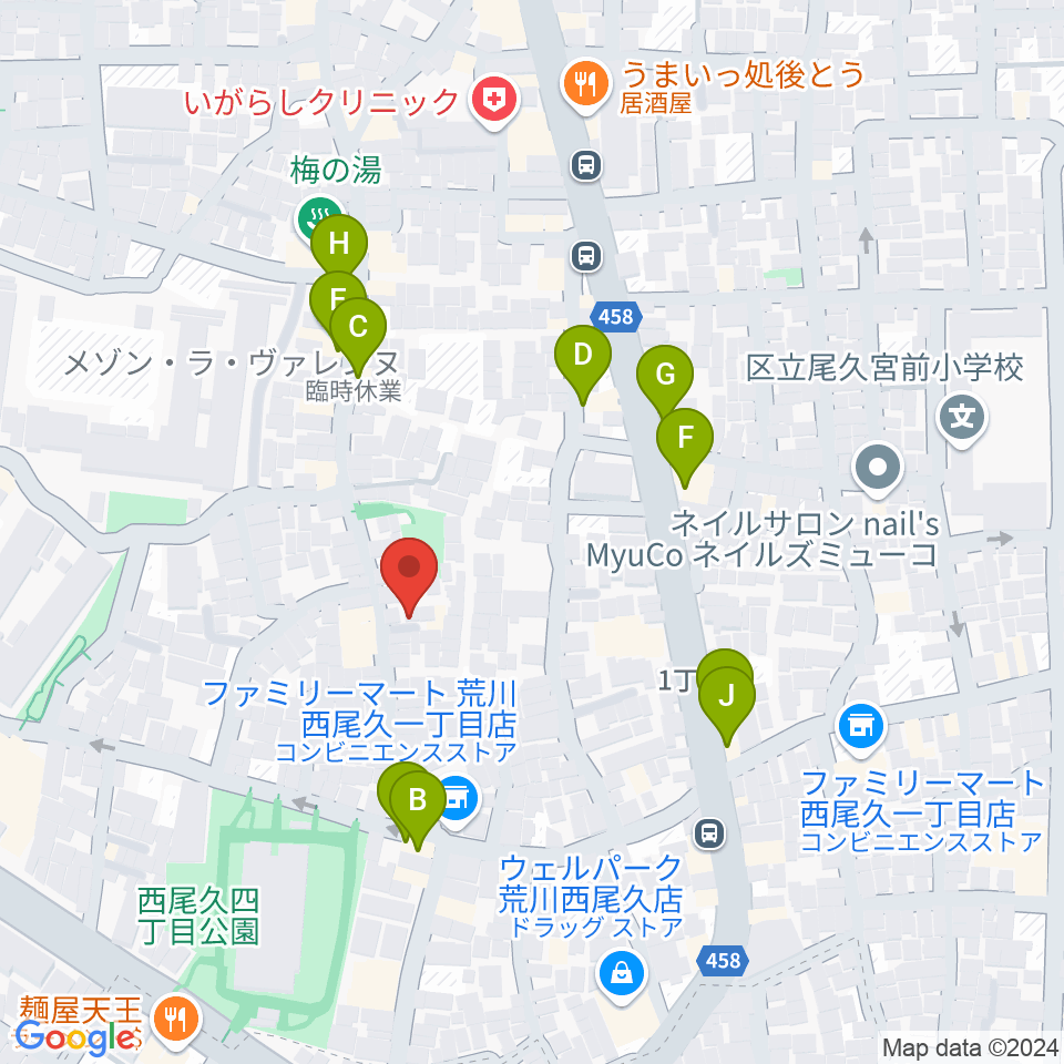 みらい音楽スタジオ周辺のファミレス・ファーストフード一覧地図