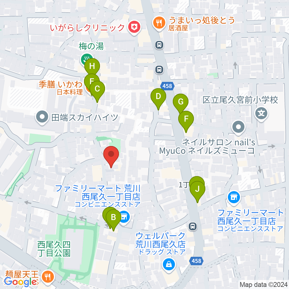 みらい音楽スタジオ周辺のファミレス・ファーストフード一覧地図