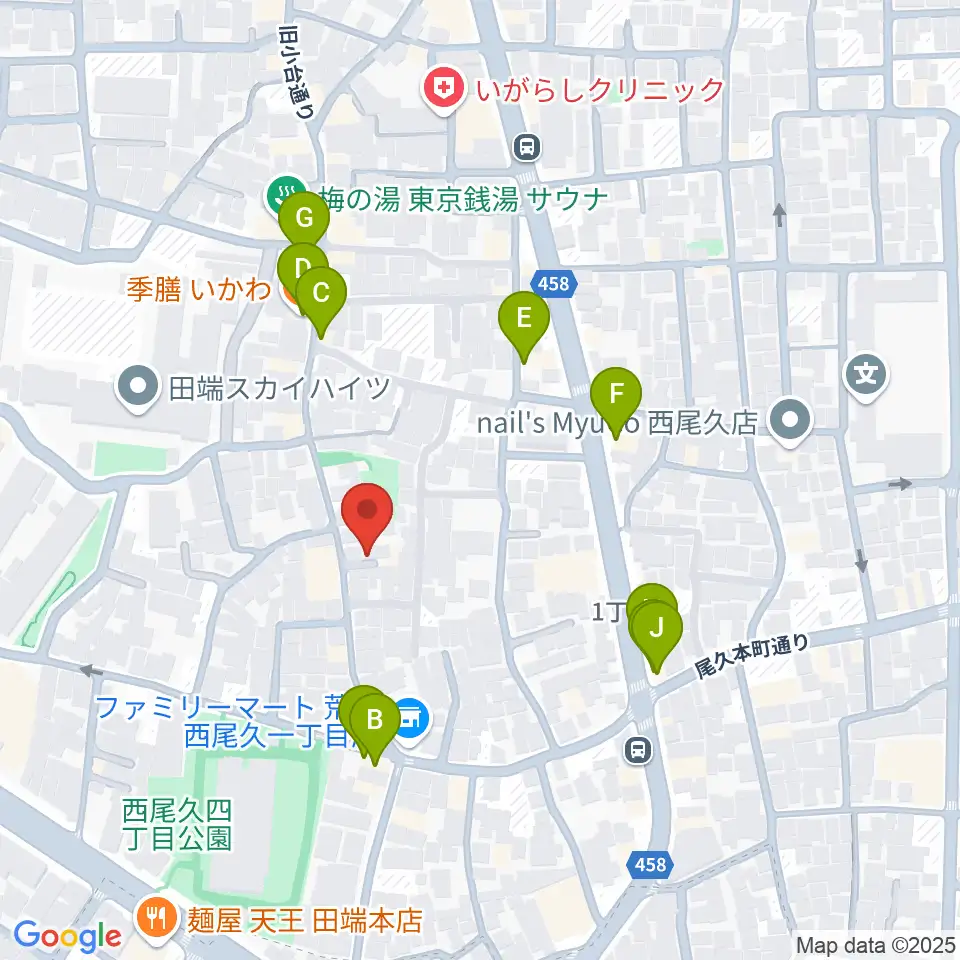 みらい音楽スタジオ周辺のファミレス・ファーストフード一覧地図