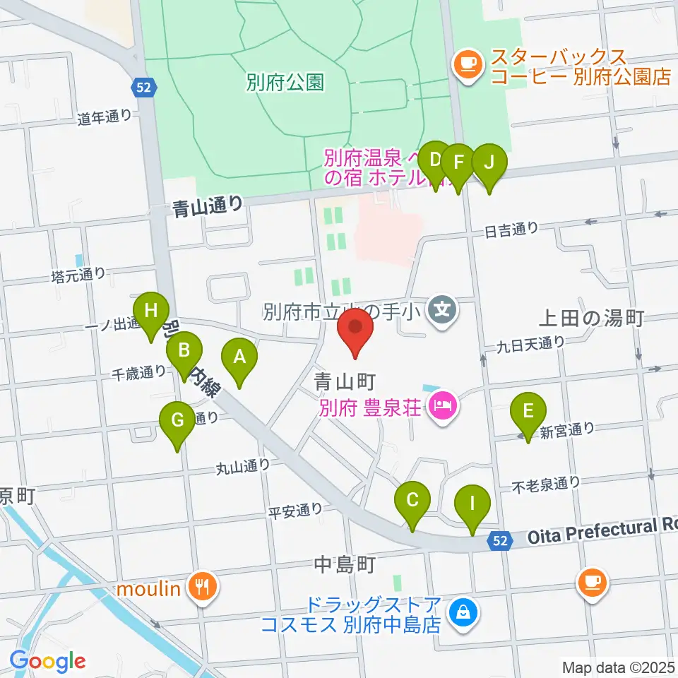 べっぷアリーナ周辺のファミレス・ファーストフード一覧地図