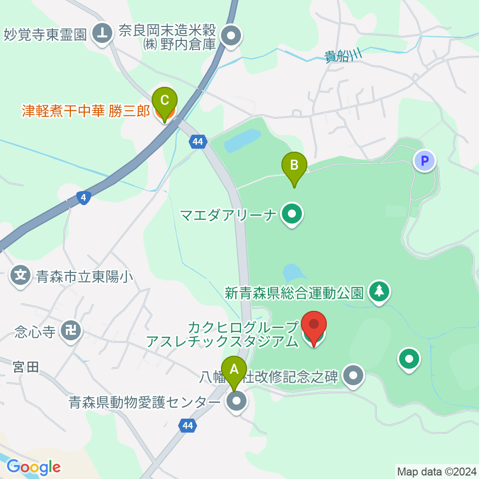 カクヒログループ アスレチックスタジアム周辺のファミレス・ファーストフード一覧地図