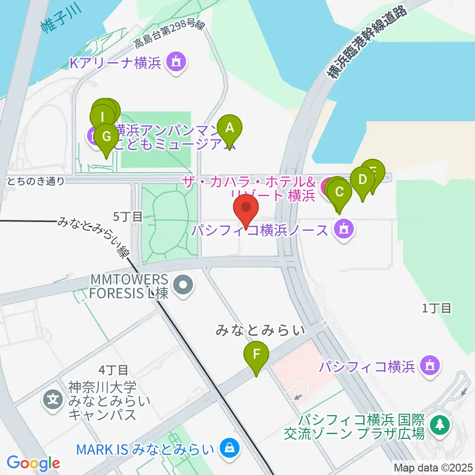横浜みなとみらいブロンテ周辺のファミレス・ファーストフード一覧地図